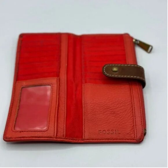 Fossil Orange Pebbled Leather Wallet - Picture 4 of 6